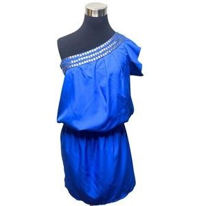 Angie One Shoulder Royal Blue Mini Dress Size Medium